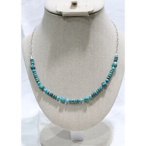 Barse Turquoise Stone Beaded & Sterling Silver Chain Link Necklace